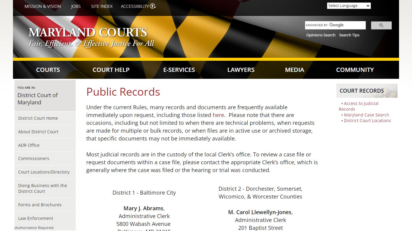 Public Records | Maryland Courts